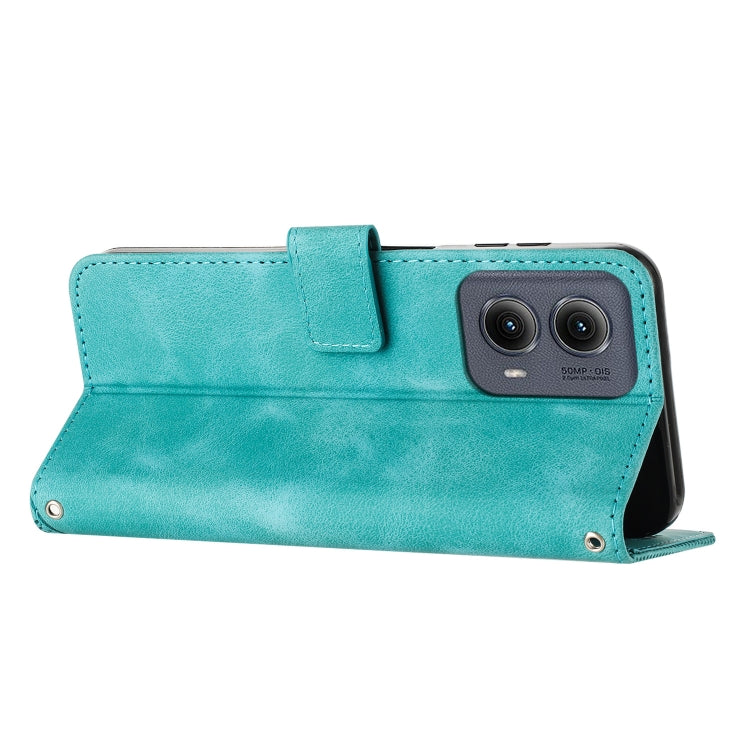 For Motorola Edge 2024 Dream Triangle Leather Phone Case with Lanyard(Green) - Motorola Cases by PMC Jewellery | Online Shopping South Africa | PMC Jewellery | Buy Now Pay Later Mobicred