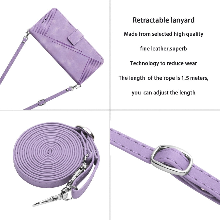 For Motorola Edge 2024 Dream Triangle Leather Phone Case with Lanyard(Purple) - Motorola Cases by PMC Jewellery | Online Shopping South Africa | PMC Jewellery | Buy Now Pay Later Mobicred