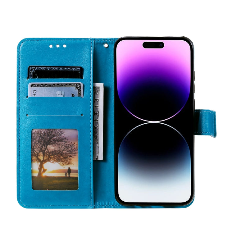 For iPhone 16 Pro Totem Flower Embossed Leather Phone Case(Blue) - iPhone 16 Pro Cases by PMC TechLife | Online Shopping South Africa | PMC TechLife | Buy Now Pay Later Mobicred