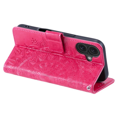 For iPhone 16 Plus Totem Flower Embossed Leather Phone Case(Red) - iPhone 16 Plus Cases by PMC Jewellery | Online Shopping South Africa | PMC Jewellery | Buy Now Pay Later Mobicred