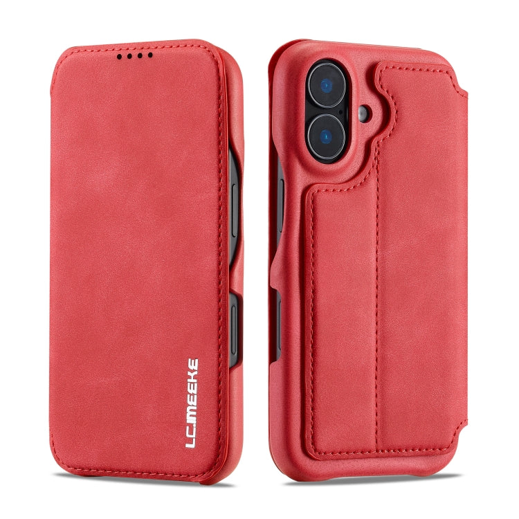 For iPhone 16 Plus LC.IMEEKE Hon Ancient Series Flip Leather Phone Case(Red) - iPhone 16 Plus Cases by LC.IMEEKE | Online Shopping South Africa | PMC Jewellery | Buy Now Pay Later Mobicred