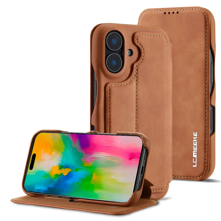 For iPhone 16 LC.IMEEKE Hon Ancient Series Flip Leather Phone Case(Brown) - free shipping - PMC Jewellery - Order now!