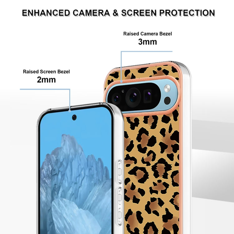 For Google Pixel 9 / 9 Pro Electroplating Dual-side IMD Phone Case(Leopard Print) - Google Cases by PMC TechLife | Online Shopping South Africa | PMC TechLife | Buy Now Pay Later Mobicred