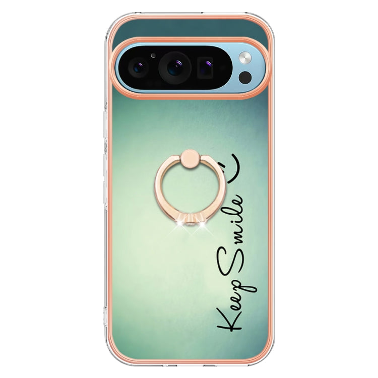 For Google Pixel 9 Pro XL Electroplating Dual-side IMD Phone Case with Ring Holder(Smile) - Google Cases by PMC TechLife | Online Shopping South Africa | PMC TechLife | Buy Now Pay Later Mobicred