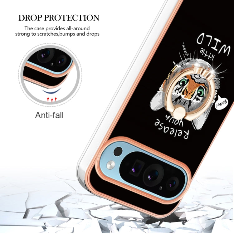 For Google Pixel 9 Pro XL Electroplating Dual-side IMD Phone Case with Ring Holder(Natural Growth) - Google Cases by PMC TechLife | Online Shopping South Africa | PMC TechLife | Buy Now Pay Later Mobicred