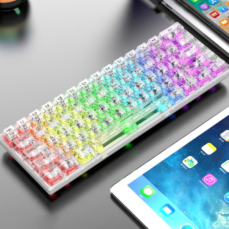 XUNFOX K30 Pro 2.4G + BT + Wired Transparent 61-Keys Mechanical White Axis Keyboard(White) - Wireless Keyboard by PMC Jewellery | Online Shopping South Africa | PMC Jewellery | Buy Now Pay Later Mobicred