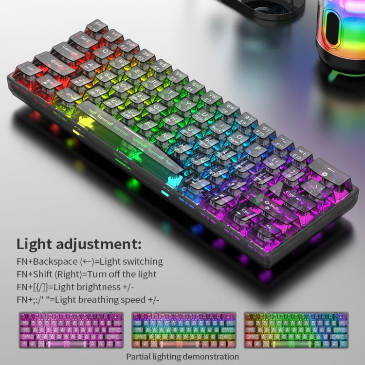 XUNFOX K30 Pro 2.4G + BT + Wired Transparent 61-Keys Mechanical White Axis Keyboard(White) - Wireless Keyboard by PMC Jewellery | Online Shopping South Africa | PMC Jewellery | Buy Now Pay Later Mobicred