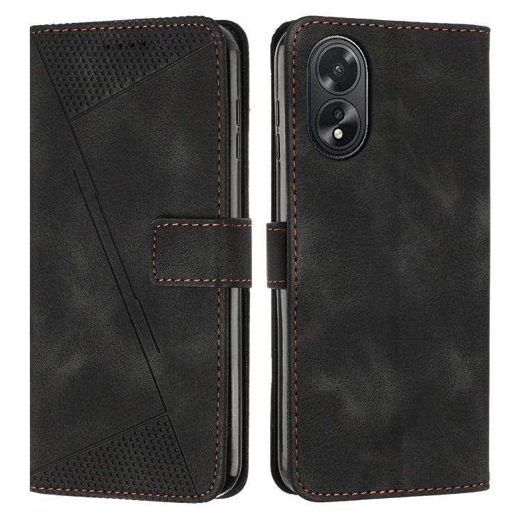 For OPPO A38 Dream Triangle Leather Phone Case with Lanyard(Black) - A38 Cases by PMC TechLife | Online Shopping South Africa | PMC TechLife | Buy Now Pay Later Mobicred