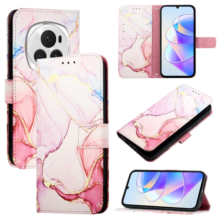 For Honor Magic6 Pro PT003 Marble Pattern Flip Leather Phone Case(Rose Gold) - Honor Cases by PMC Jewellery | Online Shopping South Africa | PMC Jewellery | Buy Now Pay Later Mobicred