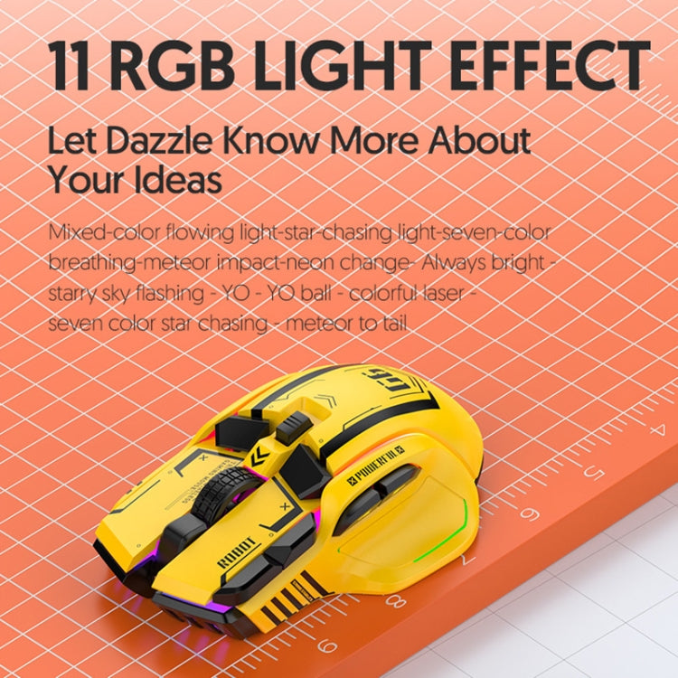 HXSJ G6 10 Keys RGB 12800DPI Tri-mode Wireless Gaming Mouse(Yellow) - free shipping - PMC TechLife - Order now!