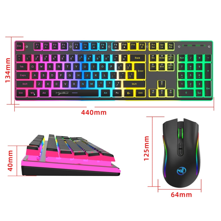 HXSJ L96 2.4G Wireless RGB Backlit Keyboard and Mouse Set 104 Pudding Key Caps + 4800DPI Mouse(White) - Wireless Keyboard by HXSJ | Online Shopping South Africa | PMC Jewellery | Buy Now Pay Later Mobicred