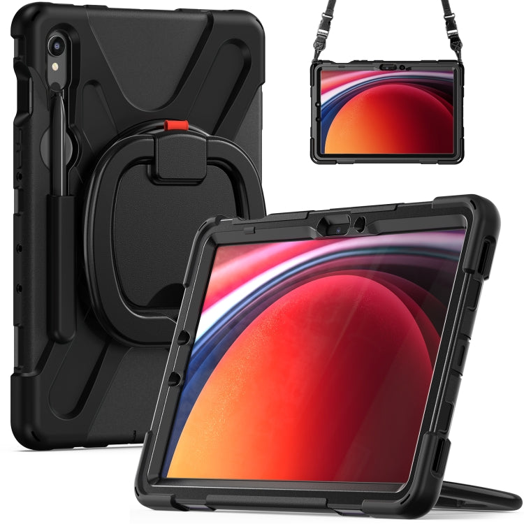 For Samsung Galaxy Tab S9 / S8 / S7 Silicone Hybrid PC Tablet Case with Holder & Shoulder Strap(Black) - Other Galaxy Tab PC by PMC Jewellery | Online Shopping South Africa | PMC Jewellery | Buy Now Pay Later Mobicred