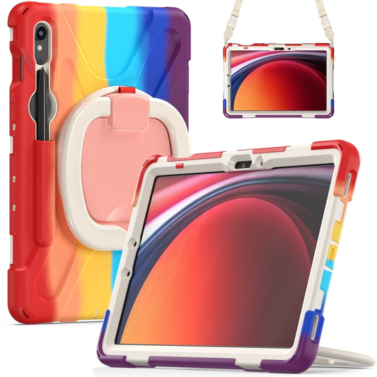 For Samsung Galaxy Tab S9 / S8 / S7 Silicone Hybrid PC Tablet Case with Holder & Shoulder Strap(Colorful Red) - Other Galaxy Tab PC by PMC Jewellery | Online Shopping South Africa | PMC Jewellery | Buy Now Pay Later Mobicred