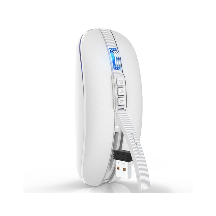 HXSJ M113 2400DPI Dual Mode 2.4GHz + Bluetooth 5.1 Wireless Mouse(Pearl White) - free shipping - PMC Jewellery - Order now!