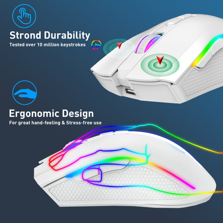 HXSJ T69 4800DPI RGB 2.4GHz Wireless Mouse(White) - Wireless Mice by HXSJ | Online Shopping South Africa | PMC TechLife | Buy Now Pay Later Mobicred