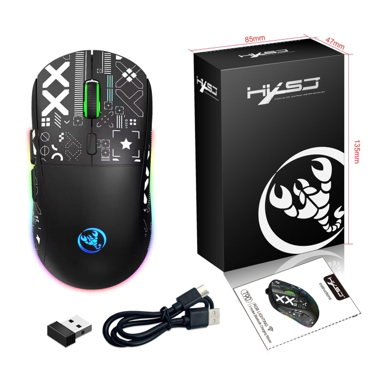 HXSJ T90 RGB Light Three-mode Wireless Gaming Mouse(Black) - Wireless Mice by HXSJ | Online Shopping South Africa | PMC Jewellery | Buy Now Pay Later Mobicred