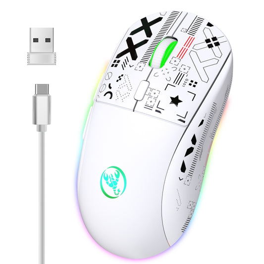 HXSJ T90 RGB Light Three-mode Wireless Gaming Mouse(White) - Wireless Mice by HXSJ | Online Shopping South Africa | PMC Jewellery | Buy Now Pay Later Mobicred