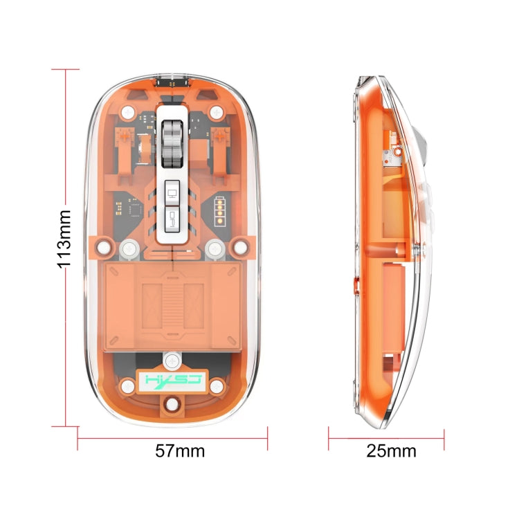 HXSJ T900 Transparent Magnet Three-mode Wireless Gaming Mouse(Grey) - Wireless Mice by HXSJ | Online Shopping South Africa | PMC Jewellery | Buy Now Pay Later Mobicred