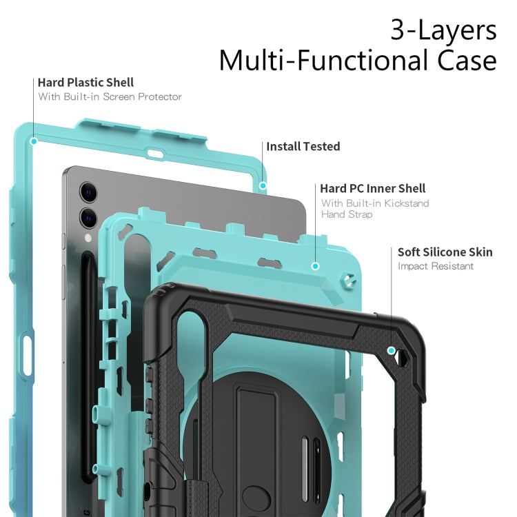 For Samsung Galaxy Tab S10+ / S9+ / S9 FE+ Silicone Hybrid PC Tablet Protective Case(Black+Light Blue) - Galaxy Tab S9+ Cases by PMC Jewellery | Online Shopping South Africa | PMC Jewellery | Buy Now Pay Later Mobicred