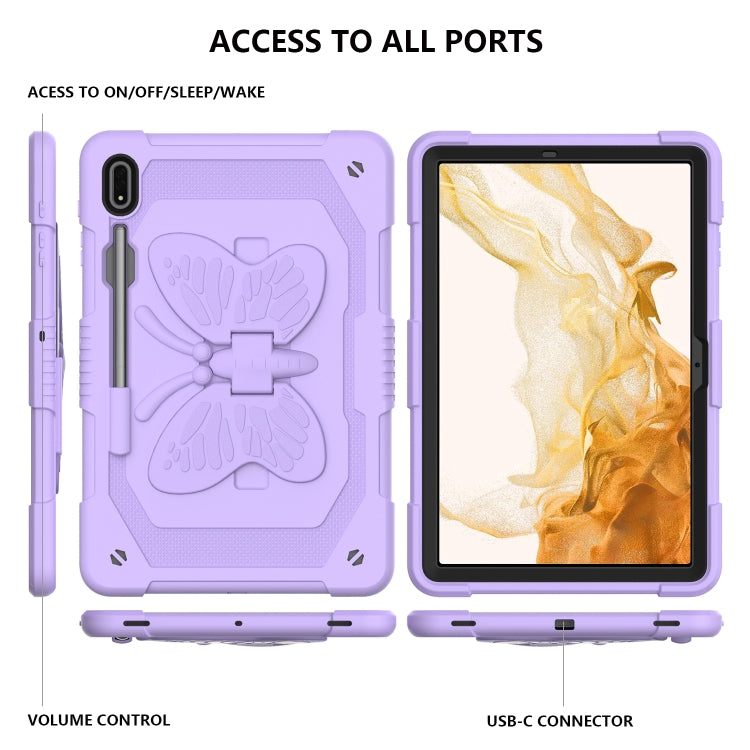 For Samsung Galaxy Tab S9 Butterfly Kickstand Heavy Duty Hard Rugged Tablet Case(Raro Purple) - Galaxy Tab S9 Cases by PMC Jewellery | Online Shopping South Africa | PMC Jewellery | Buy Now Pay Later Mobicred