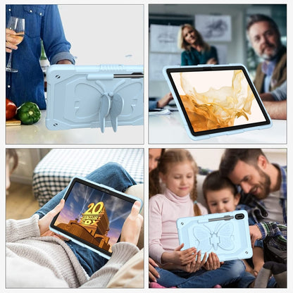 For Samsung Galaxy Tab S9 Butterfly Kickstand Heavy Duty Hard Rugged Tablet Case(Ice Blue) - Galaxy Tab S9 Cases by PMC Jewellery | Online Shopping South Africa | PMC Jewellery | Buy Now Pay Later Mobicred