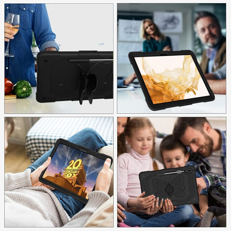 For Samsung Galaxy Tab S9+ Butterfly Kickstand Heavy Duty Hard Rugged Tablet Case(Black) - Galaxy Tab S9+ Cases by PMC Jewellery | Online Shopping South Africa | PMC Jewellery | Buy Now Pay Later Mobicred