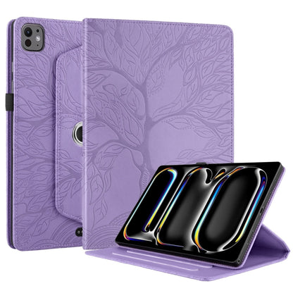 For iPad Pro 11 2024 Tree Life Embossed Rotation Leather Smart Tablet Case(Purple) - iPad Pro 11 2024 Cases by PMC Jewellery | Online Shopping South Africa | PMC Jewellery | Buy Now Pay Later Mobicred