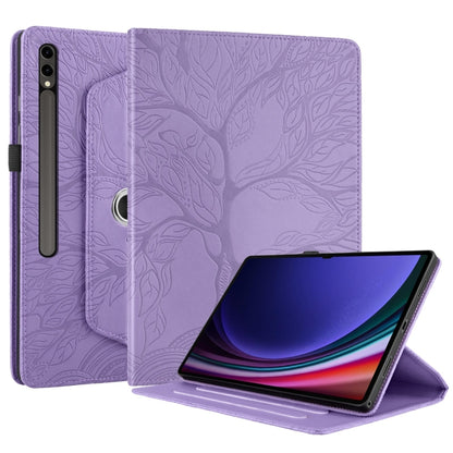 For Samsung Galaxy Tab S9 Ultra/S8 Ultra Tree Life Embossed Rotation Leather Tablet Case(Purple) - Galaxy Tab S9 Ultra Cases by PMC Jewellery | Online Shopping South Africa | PMC Jewellery | Buy Now Pay Later Mobicred