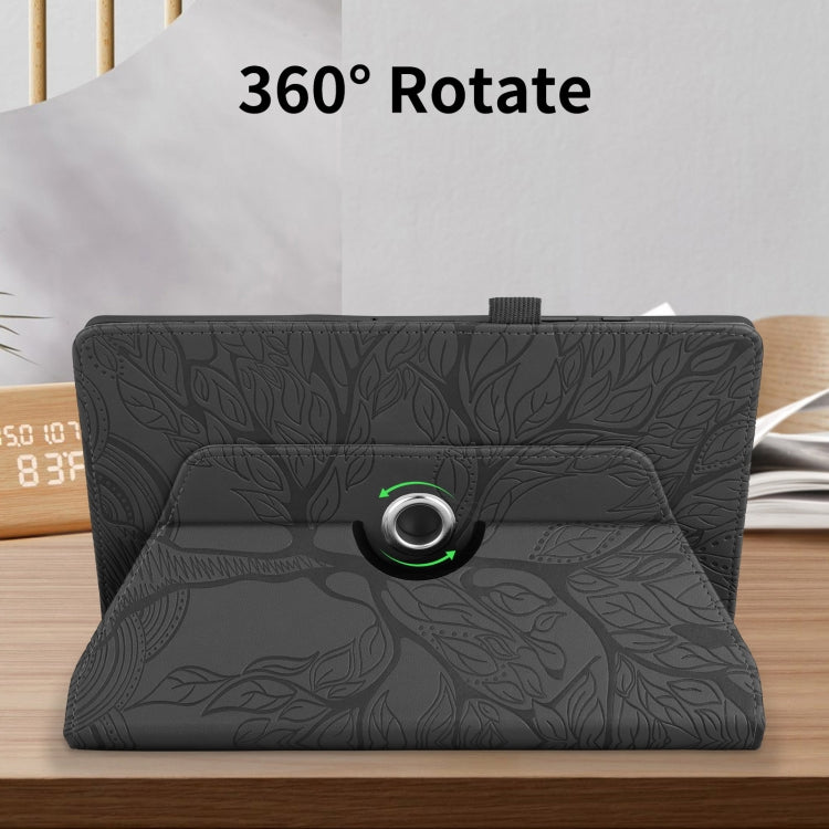For Amazon Kindle Fire HD10 2021 Tree Life Embossed Rotation Leather Tablet Case(Black) - Amazon by PMC TechLife | Online Shopping South Africa | PMC TechLife | Buy Now Pay Later Mobicred