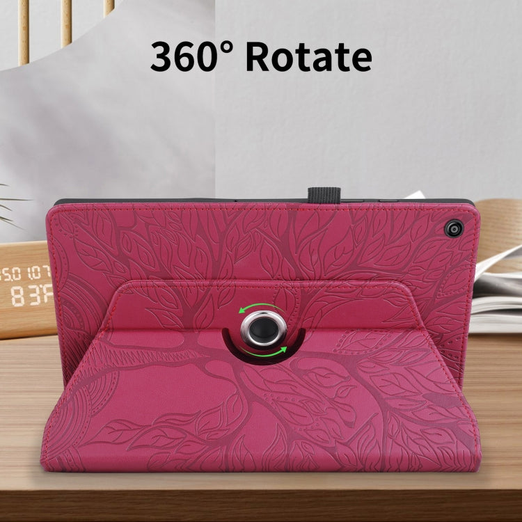 For Amazon Kindle Fire HD8 2015-2019 Tree Life Embossed Rotation Leather Tablet Case(Red) - Amazon by PMC TechLife | Online Shopping South Africa | PMC TechLife | Buy Now Pay Later Mobicred