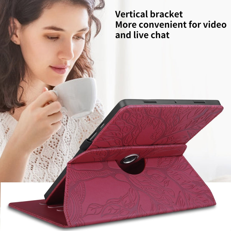 For Amazon Kindle Paperwhite 5 Tree Life Embossed Rotation Leather Smart Tablet Case(Red) - Amazon by PMC TechLife | Online Shopping South Africa | PMC TechLife | Buy Now Pay Later Mobicred