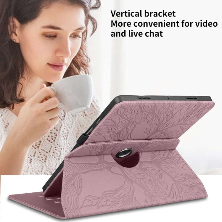 For Amazon Kindle Paperwhite 5 Tree Life Embossed Rotation Leather Smart Tablet Case(Rose Gold) - Amazon by PMC TechLife | Online Shopping South Africa | PMC TechLife | Buy Now Pay Later Mobicred