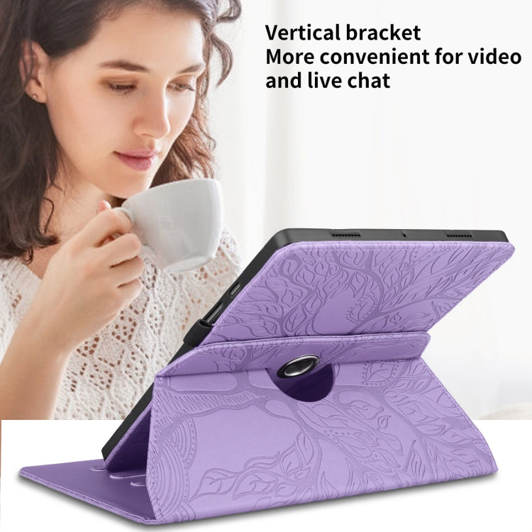 For Amazon Kindle Paperwhite 5 Tree Life Embossed Rotation Leather Smart Tablet Case(Purple) - Amazon by PMC TechLife | Online Shopping South Africa | PMC TechLife | Buy Now Pay Later Mobicred