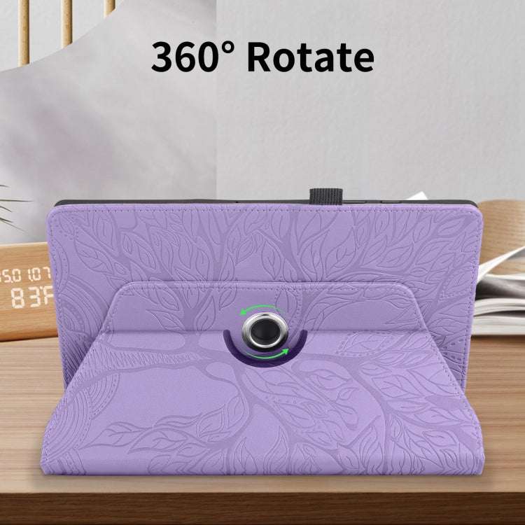 For Amazon Kindle Paperwhite 5 Tree Life Embossed Rotation Leather Smart Tablet Case(Purple) - Amazon by PMC TechLife | Online Shopping South Africa | PMC TechLife | Buy Now Pay Later Mobicred