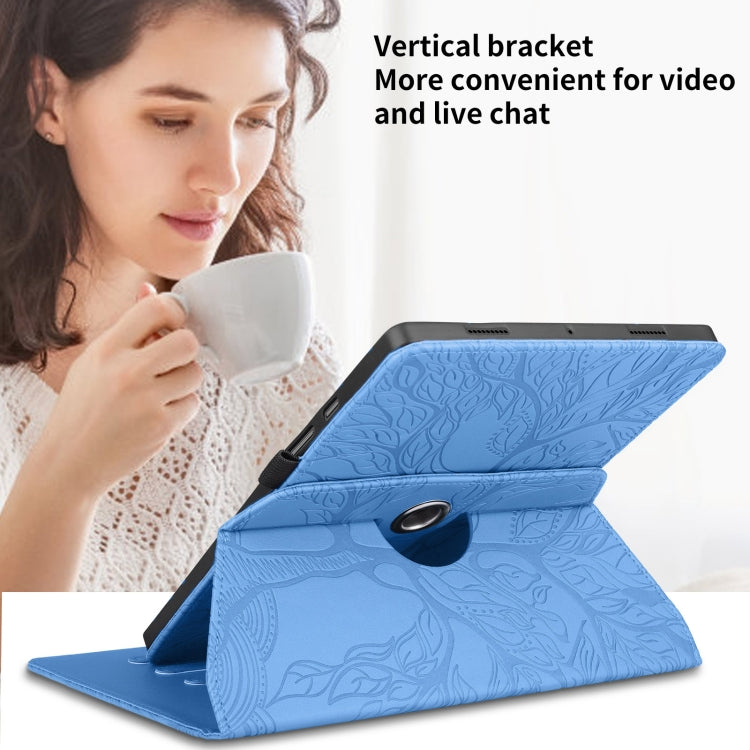 For Amazon Kindle Paperwhite 5 Tree Life Embossed Rotation Leather Smart Tablet Case(Blue) - Amazon by PMC TechLife | Online Shopping South Africa | PMC TechLife | Buy Now Pay Later Mobicred