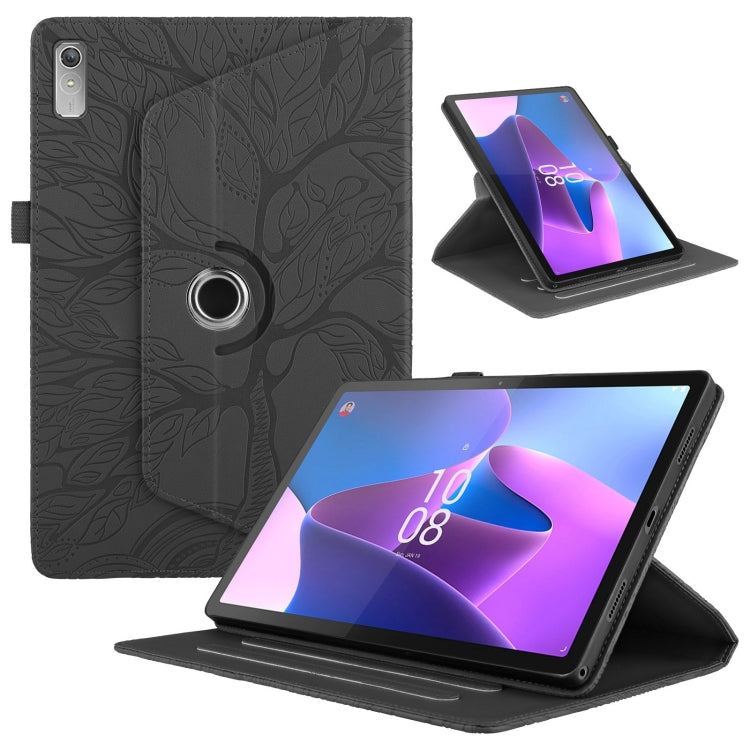 For Lenovo Xiaoxin Pad 11 2nd 2023 Tree Life Embossed Rotation Leather Tablet Case(Black) - Lenovo by PMC TechLife | Online Shopping South Africa | PMC TechLife | Buy Now Pay Later Mobicred