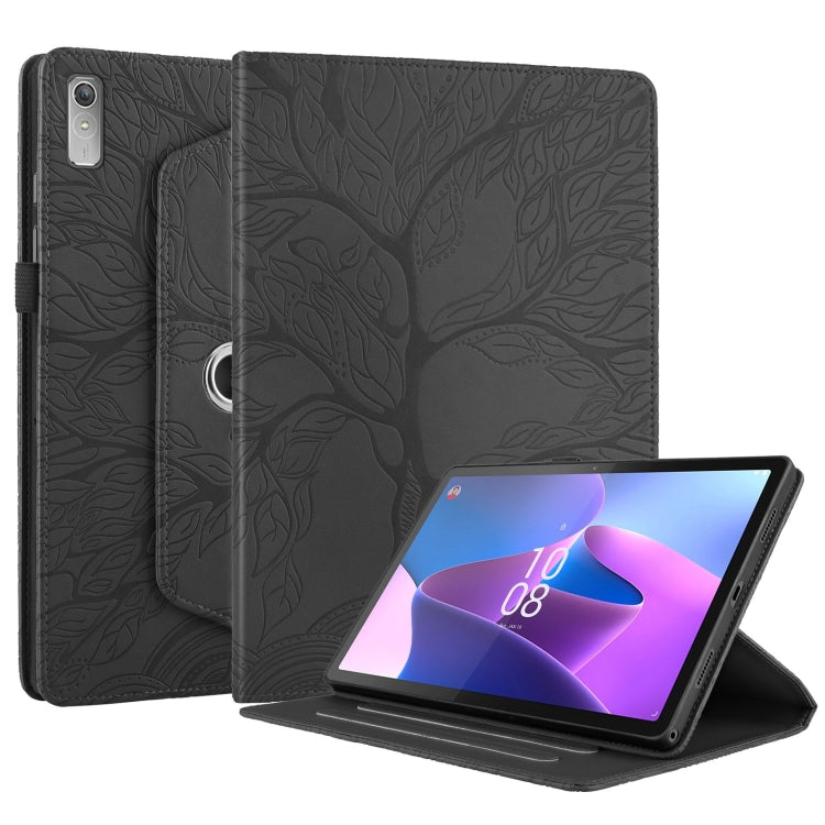 For Lenovo Xiaoxin Pad 11 2nd 2023 Tree Life Embossed Rotation Leather Tablet Case(Black) - Lenovo by PMC TechLife | Online Shopping South Africa | PMC TechLife | Buy Now Pay Later Mobicred
