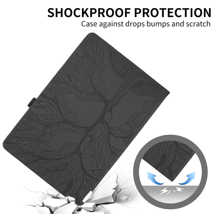 For Lenovo Xiaoxin Pad 11 2nd 2023 Tree Life Embossed Rotation Leather Tablet Case(Black) - Lenovo by PMC TechLife | Online Shopping South Africa | PMC TechLife | Buy Now Pay Later Mobicred