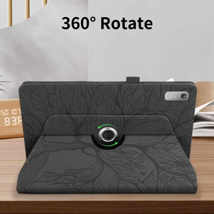 For Lenovo Xiaoxin Pad 11 2nd 2023 Tree Life Embossed Rotation Leather Tablet Case(Black) - Lenovo by PMC TechLife | Online Shopping South Africa | PMC TechLife | Buy Now Pay Later Mobicred