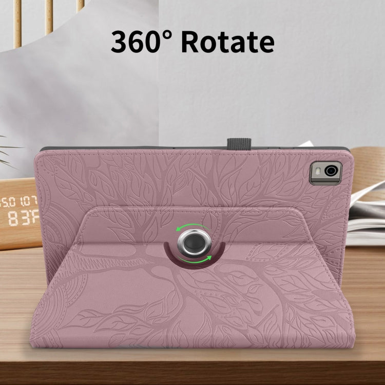 For Nokia T21 Tree Life Embossed Rotation Leather Tablet Case(Rose Gold) - Nokia by PMC TechLife | Online Shopping South Africa | PMC TechLife | Buy Now Pay Later Mobicred