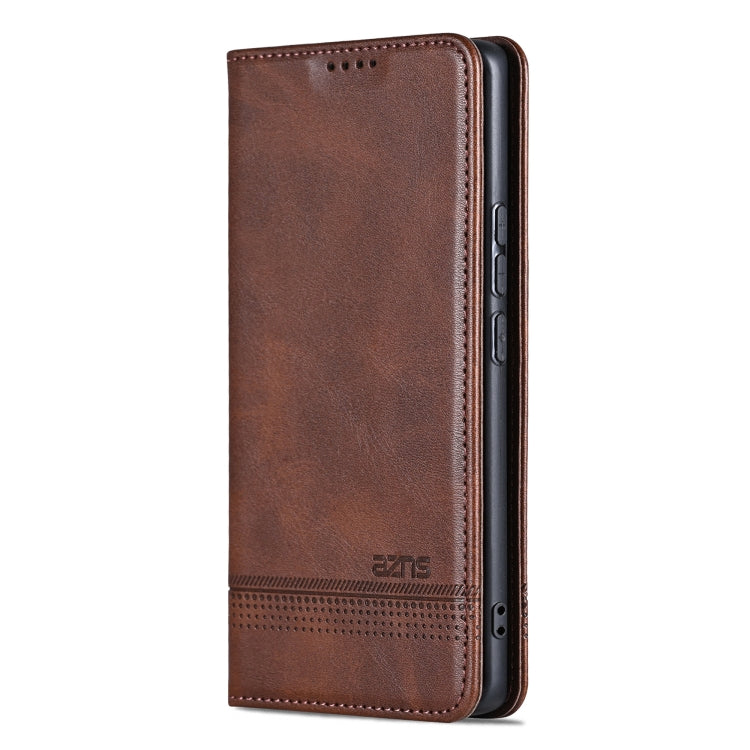 For OPPO Reno11 China AZNS Magnetic Calf Texture Flip Leather Phone Case(Dark Brown) - Reno11 Cases by AZNS | Online Shopping South Africa | PMC Jewellery | Buy Now Pay Later Mobicred