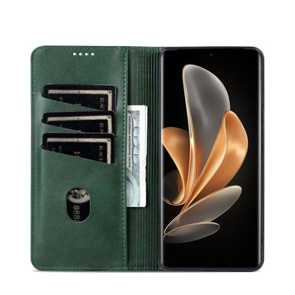 For OPPO Reno11 Pro China AZNS Magnetic Calf Texture Flip Leather Phone Case(Dark Green) - Reno11 Pro Cases by AZNS | Online Shopping South Africa | PMC Jewellery | Buy Now Pay Later Mobicred