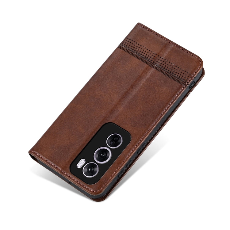 For OPPO Reno12 Global AZNS Magnetic Calf Texture Flip Leather Phone Case(Dark Brown) - Reno12 Cases by AZNS | Online Shopping South Africa | PMC Jewellery | Buy Now Pay Later Mobicred