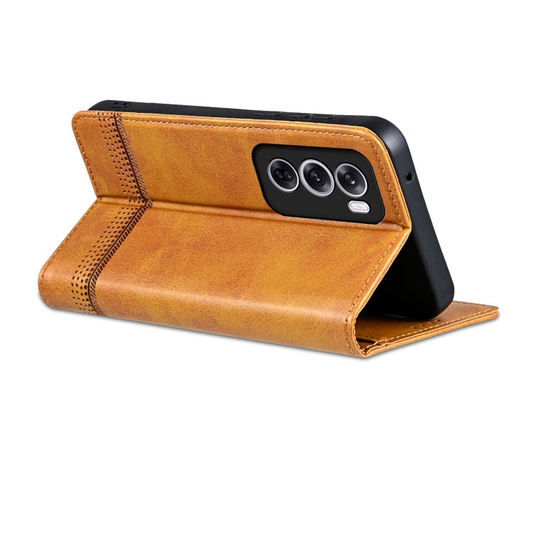 For OPPO Reno12 Global AZNS Magnetic Calf Texture Flip Leather Phone Case(Light Brown) - Reno12 Cases by AZNS | Online Shopping South Africa | PMC Jewellery | Buy Now Pay Later Mobicred