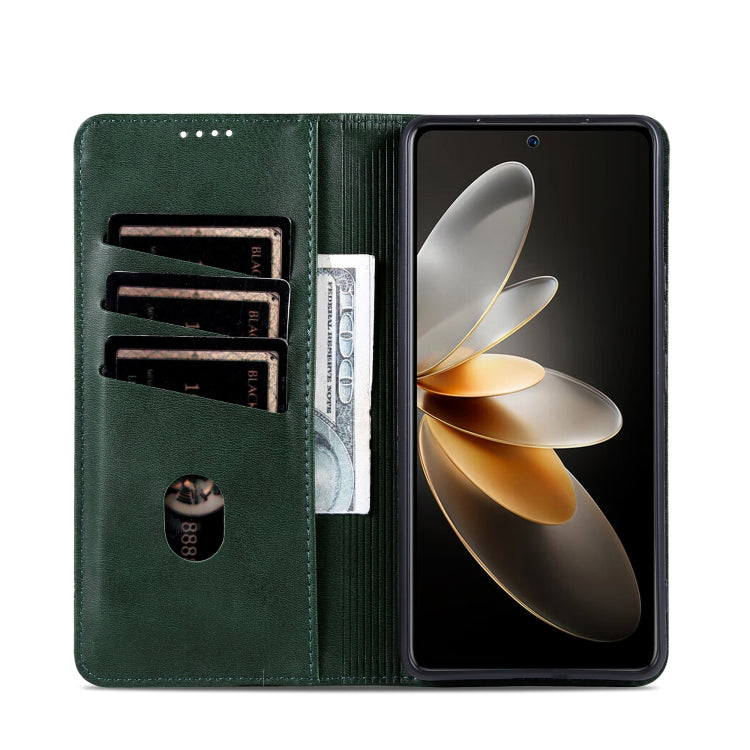 For OPPO Reno12 Pro Global AZNS Magnetic Calf Texture Flip Leather Phone Case(Dark Green) - Reno12 Pro Cases by AZNS | Online Shopping South Africa | PMC Jewellery | Buy Now Pay Later Mobicred