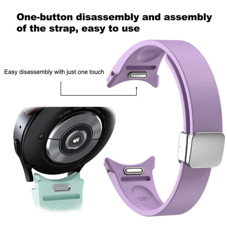 For Samsung Galaxy Watch 6 Magnetic Folding Silver Buckle Silicone Watch Band(Dark Blue) - free shipping - PMC TechLife - Order now!