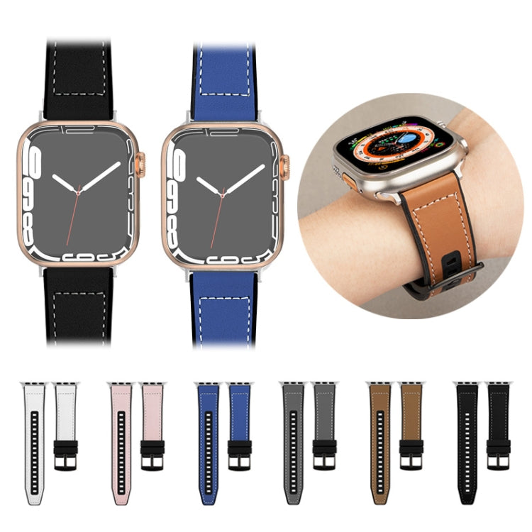 For Apple Watch Ultra 2 49mm Hybrid Leather Silicone Watch Band(White) - Watch Bands by PMC TechLife | Online Shopping South Africa | PMC TechLife | Buy Now Pay Later Mobicred