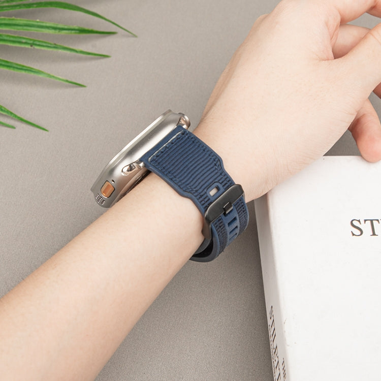 For Apple Watch Series 9 45mm Hybrid Braid Nylon Silicone Watch Band(Blue) - Watch Bands by PMC TechLife | Online Shopping South Africa | PMC TechLife