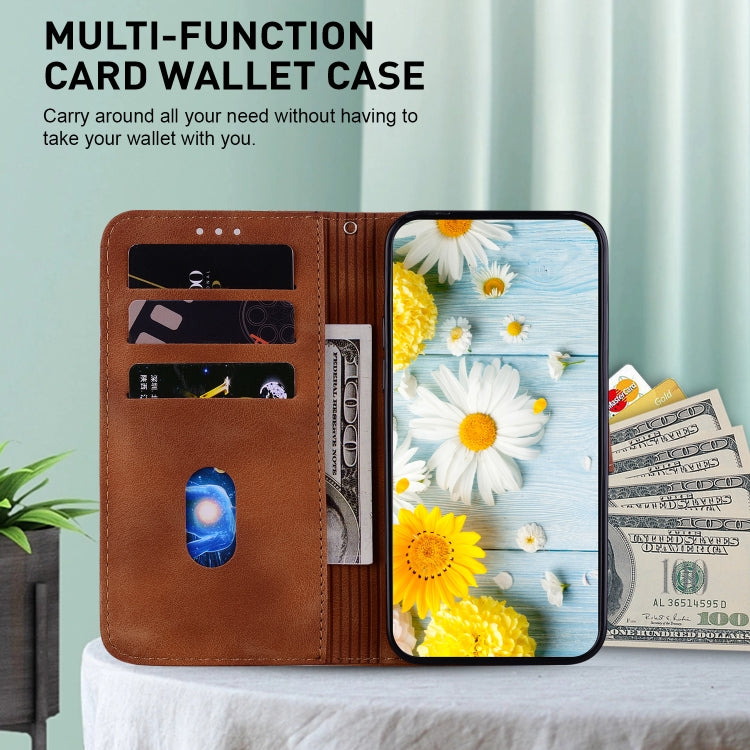 For iPhone 16e Lily Embossed Leather Phone Case(Brown) - iPhone 16e Cases by PMC TechLife | Online Shopping South Africa | PMC TechLife | Buy Now Pay Later Mobicred