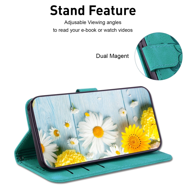 For iPhone 16 Lily Embossed Leather Phone Case(Green) - iPhone 16 Cases by PMC TechLife | Online Shopping South Africa | PMC TechLife | Buy Now Pay Later Mobicred